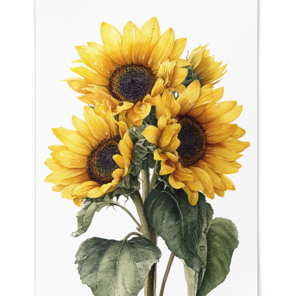 Watercolor Sunflowers Wall Art Print, Unframed - Bright Floral Charm - Picture 2 of 7